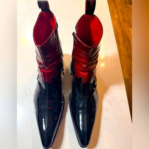 Jeffery West London Men’s Ankle Cowboy Style Patent Leather Boots